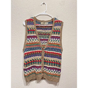 L.L. Bean Multicolor Knit Cardigan Vest